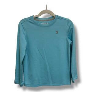 Reel Legends Freeline Kids L(6) Aqua Blue Long Sleeve Performance Fishing Shirt